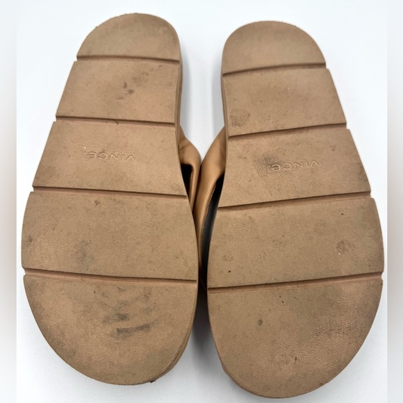 Vince Sz 8 Olexa-B Tan Leather Flip Flops - Picture 4 of 6